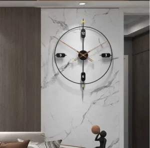 ساعة حائط معدنية كبيرة ثلاثية الأبعاد -  Large Metallic Wall Art Clock Customized