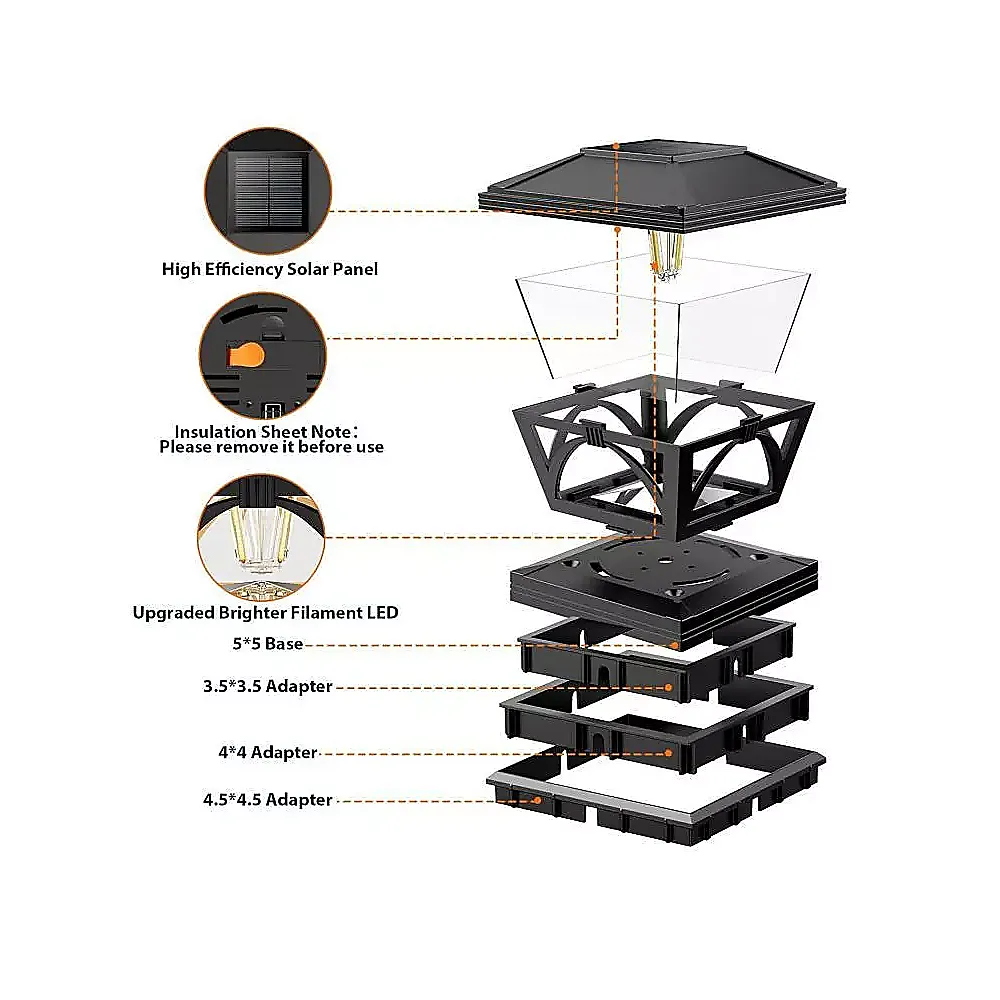 2 Pack Outdoor Flame Light | Solar Powered | Post Deck & Fence Cap