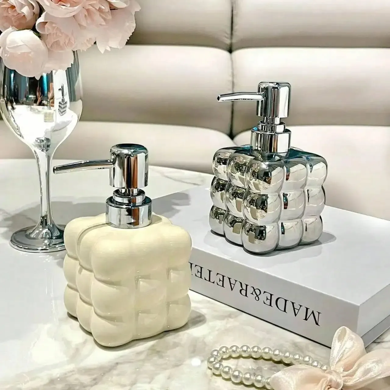 300ml Liquid Soap Dispenser Ceramic Press Separated Bottle for Bathroom Household Body Wash Shampoo Accessory