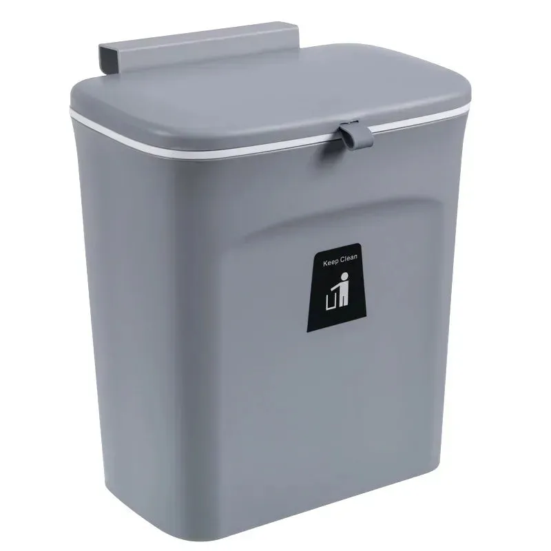 7L 9L Wall Mounted Storage Bin with Lid for Kitchen and Bathroom Waste Bin for Garbage
