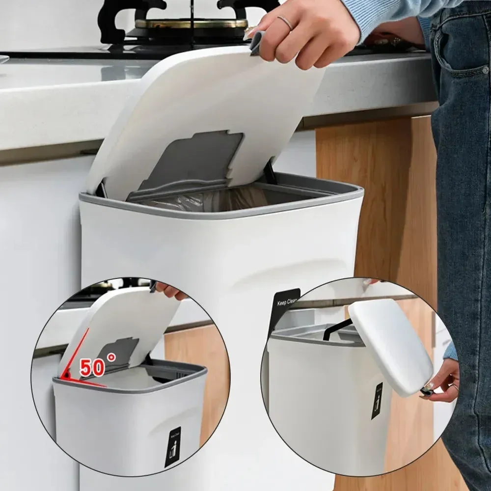 7L 9L Wall Mounted Storage Bin with Lid for Kitchen and Bathroom Waste Bin for Garbage
