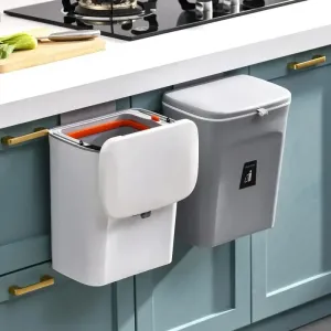 7L 9L Wall Mounted Storage Bin with Lid for Kitchen and Bathroom Waste Bin for Garbage