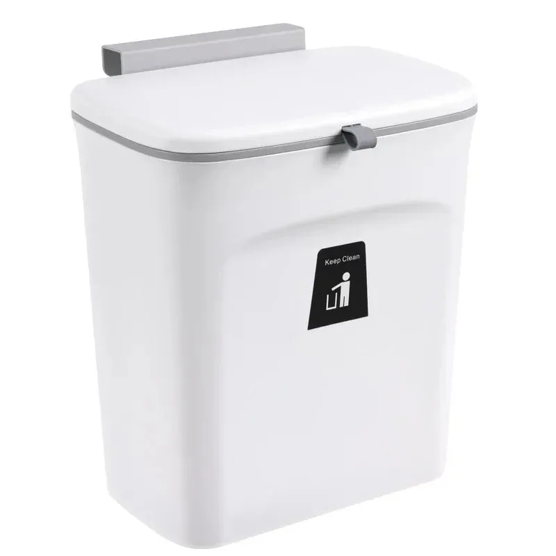 7L 9L Wall Mounted Storage Bin with Lid for Kitchen and Bathroom Waste Bin for Garbage
