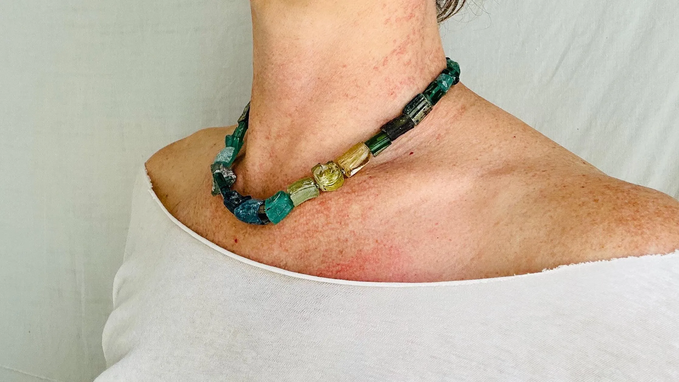 Ancient Roman Glass Necklace. Handmade Designer Jewelry.