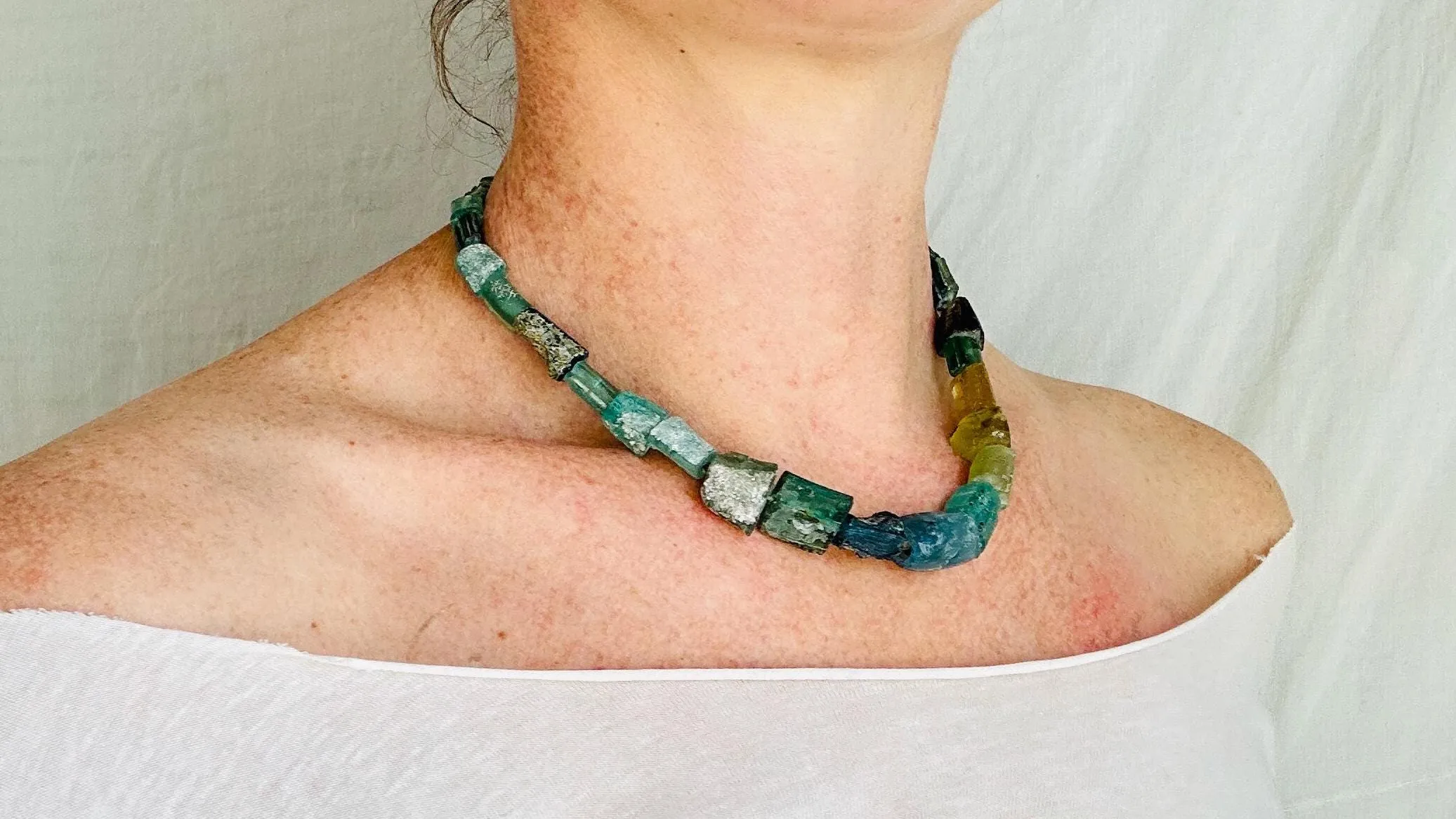 Ancient Roman Glass Necklace. Handmade Designer Jewelry.