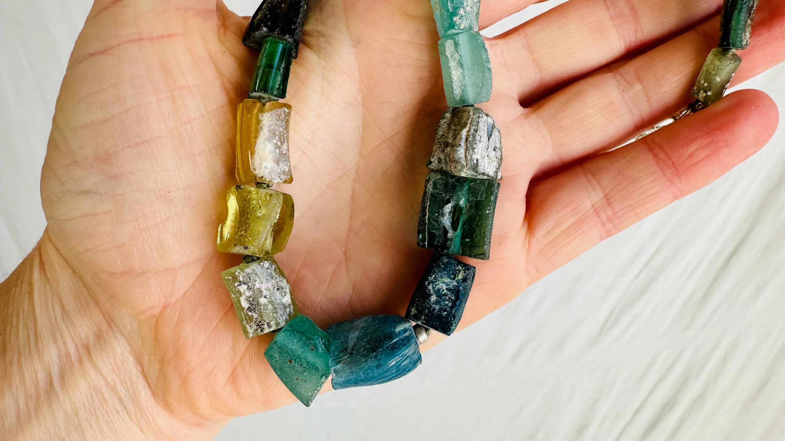 Ancient Roman Glass Necklace. Handmade Designer Jewelry.