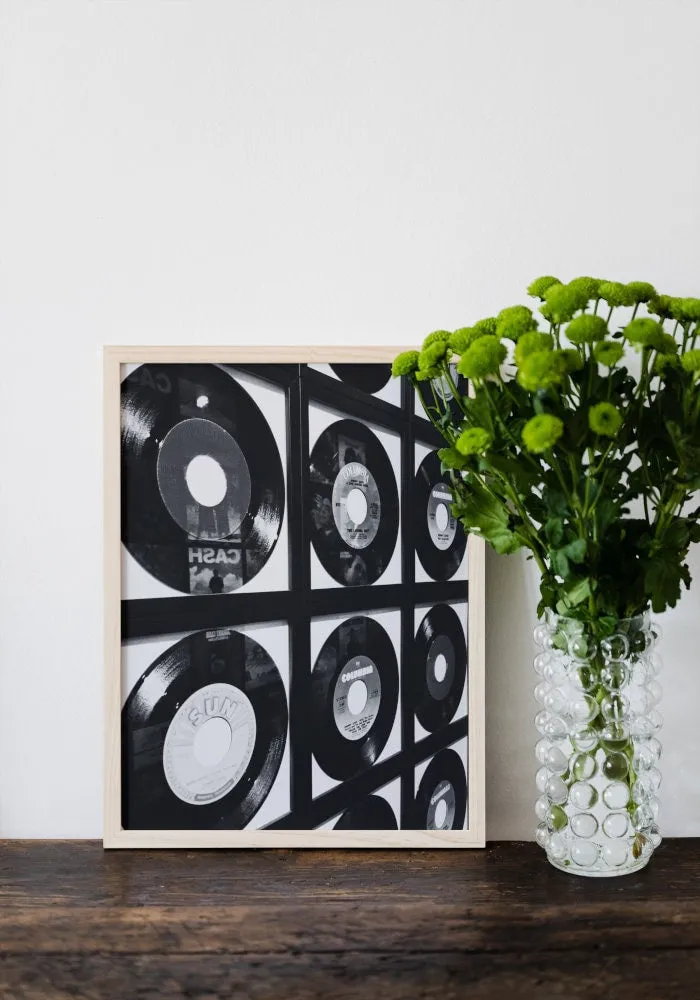 Black & White Vinyl Records Wall Art INSTANT DOWNLOAD Art Print, Rock Music Wall Art, Record Player Art, Musician Gift, Music Poster, Wall Of Fame