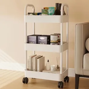 Compact 4-Tier Rolling Storage Cart: Versatile Black Organizer for Bedroom Kitchen Bathroom Easy Assembly Ideal for Medical Supplies