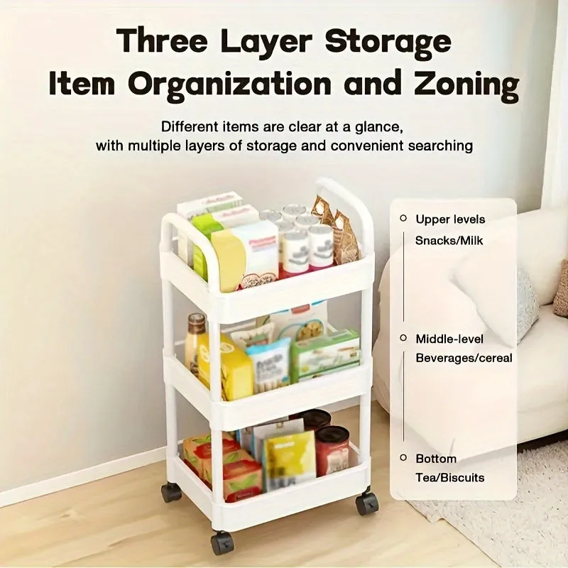 Compact 4-Tier Rolling Storage Cart: Versatile Black Organizer for Bedroom Kitchen Bathroom Easy Assembly Ideal for Medical Supplies