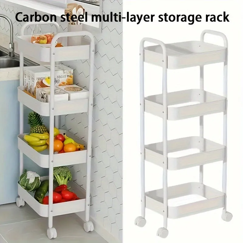 Compact 4-Tier Rolling Storage Cart: Versatile Black Organizer for Bedroom Kitchen Bathroom Easy Assembly Ideal for Medical Supplies