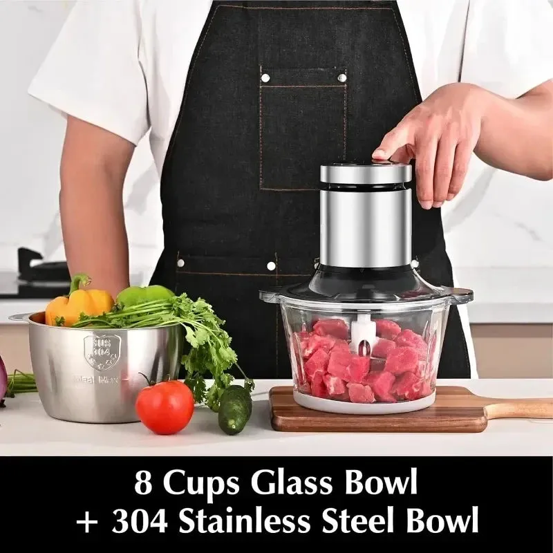 Compact Food Processor Meat Grinder Electric Vegetable Chopper Durable Blades for Kitchen