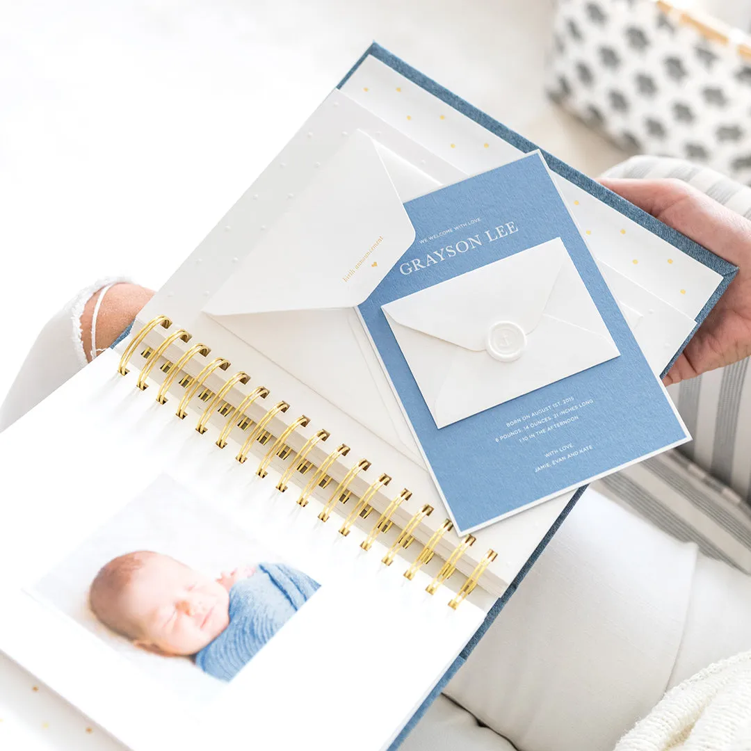Cream and Black Pindot Baby Book