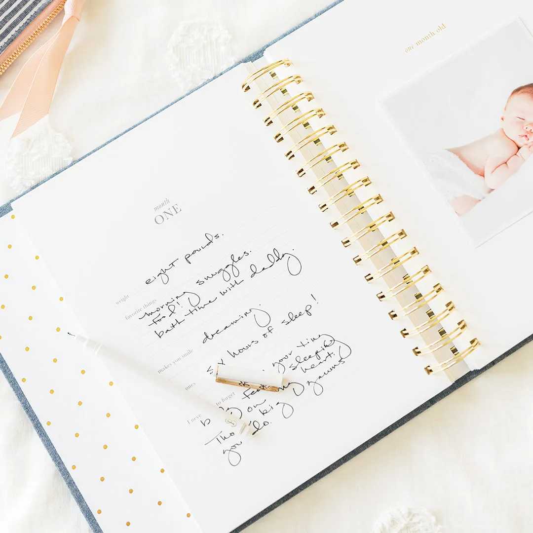 Cream and Black Pindot Baby Book
