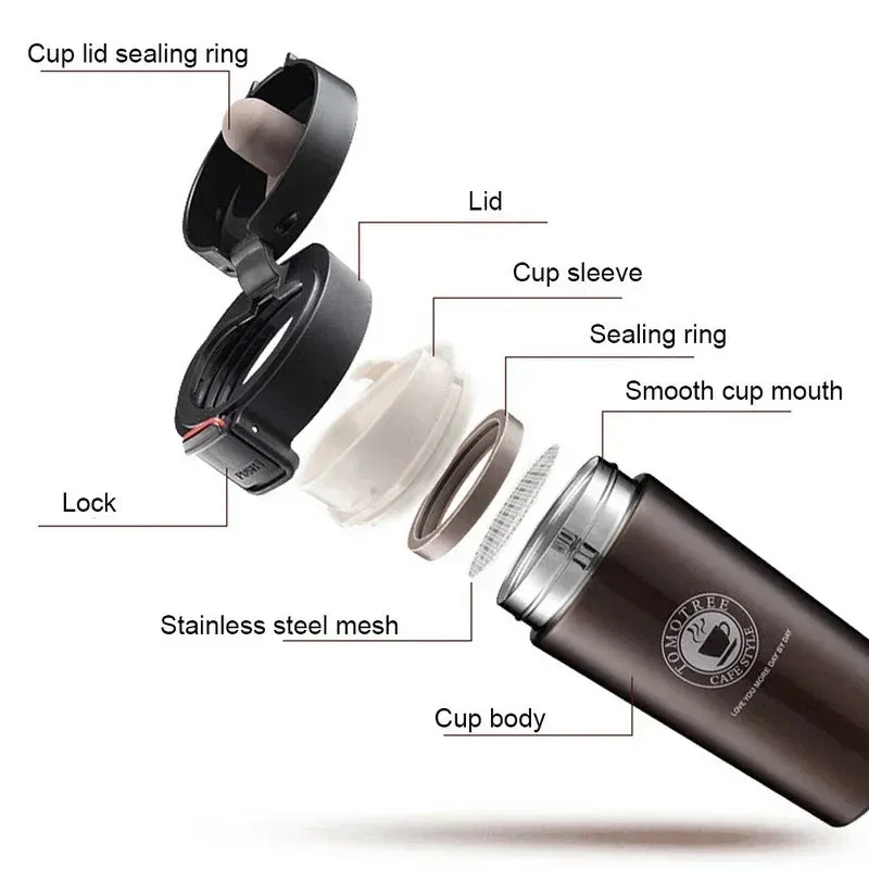 Double Wall 304 Stainless Steel Thermal Mug 0.5L Leak-proof Vacuum Flask for Coffee and Tea Thermal Insulation