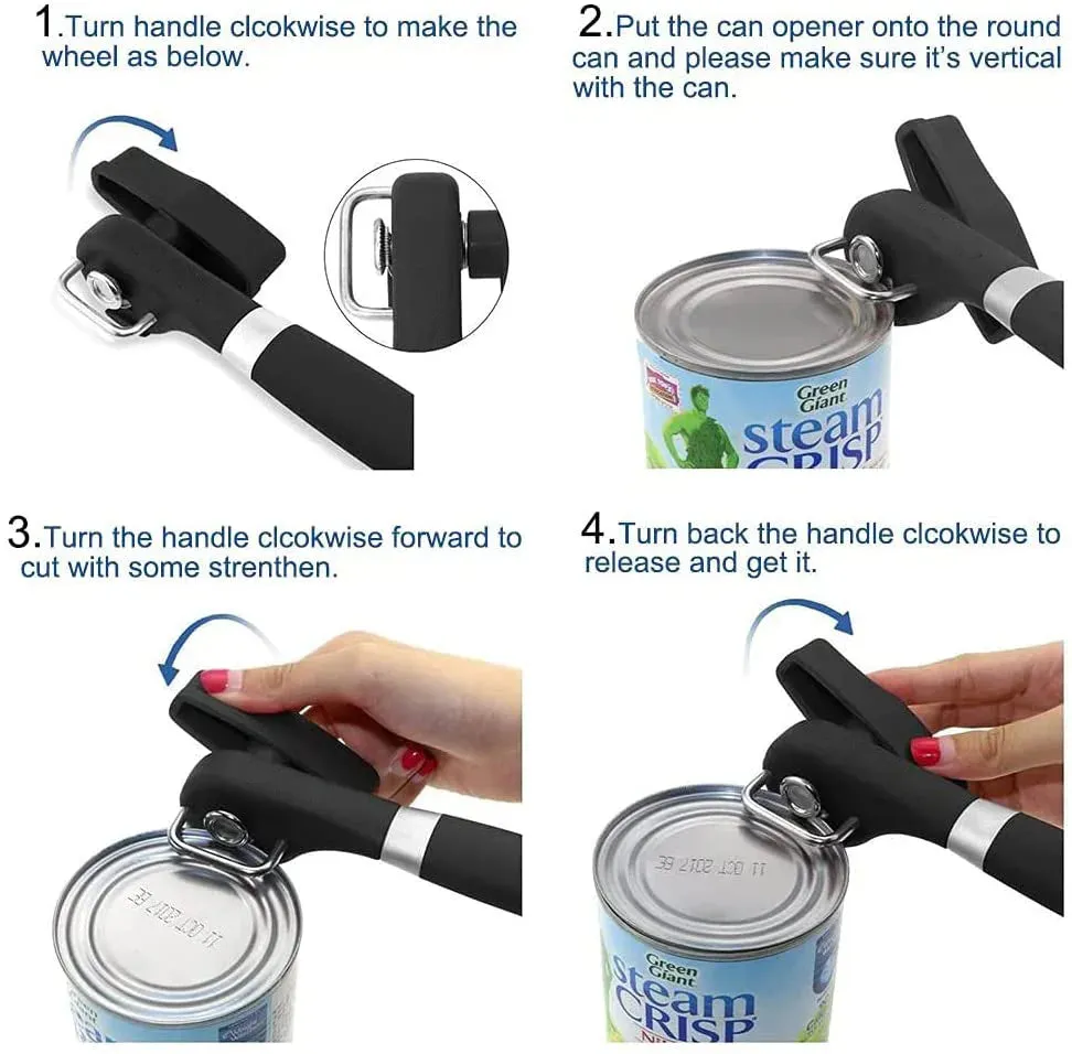 Food Grade Stainless Steel Can Opener Safe Cutting Edge Handheld Tool for Kitchen Restaurant