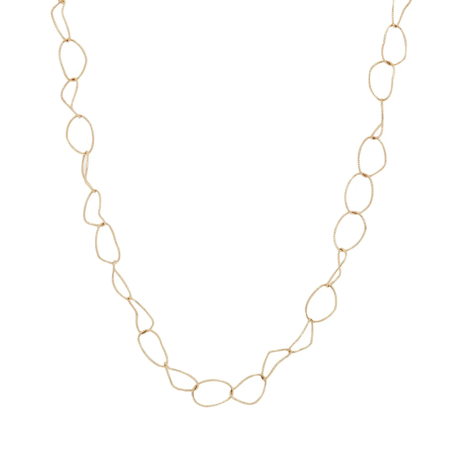 I Slim Textured Gold Link Necklace