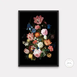 Moody Vintage Flower Poster INSTANT DOWNLOAD Art Print, Victorian Art, Dark Academia Decor, Dark Floral Still Life Oil Painting, Floral Wall Art