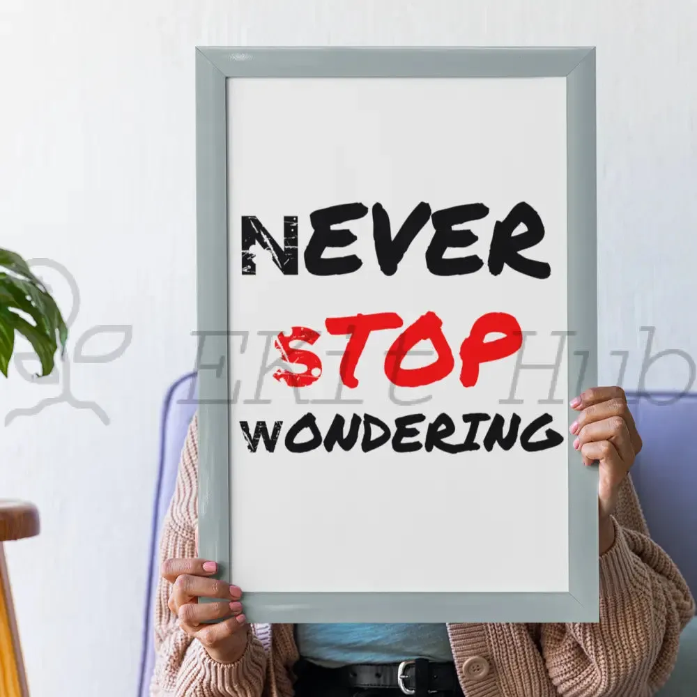 Never Stop Wondering PLR Poster Graphic