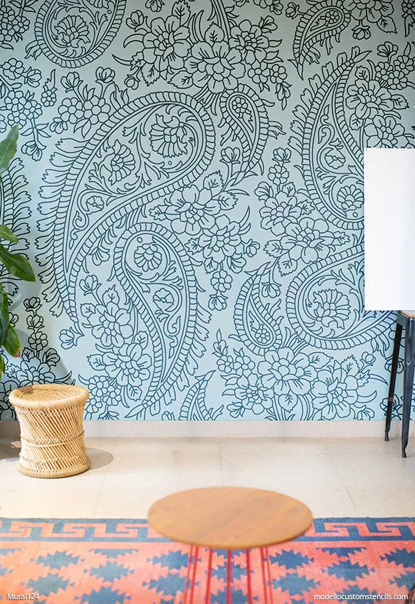 NEW! Bangalore Paisley Wall Mural Stencil