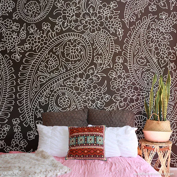 NEW! Bangalore Paisley Wall Mural Stencil