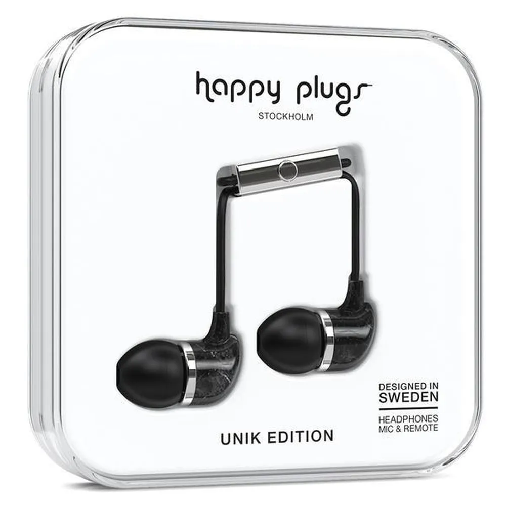 [OPEN BOX] HAPPY PLUGS Deluxe In-Ear Headphones Black Marble