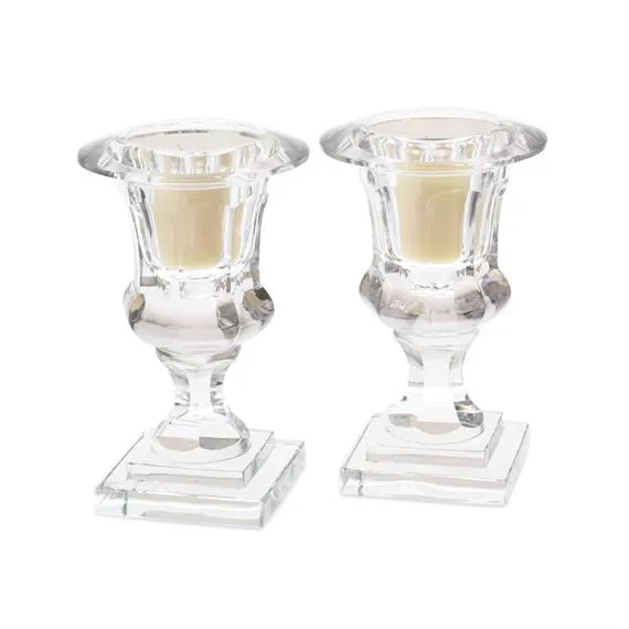 Pair Of Crystal Urn Hurricanes
