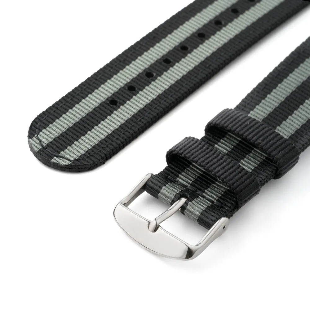 Quick Release Nylon Watch Band - Black and Gray (James Bond)