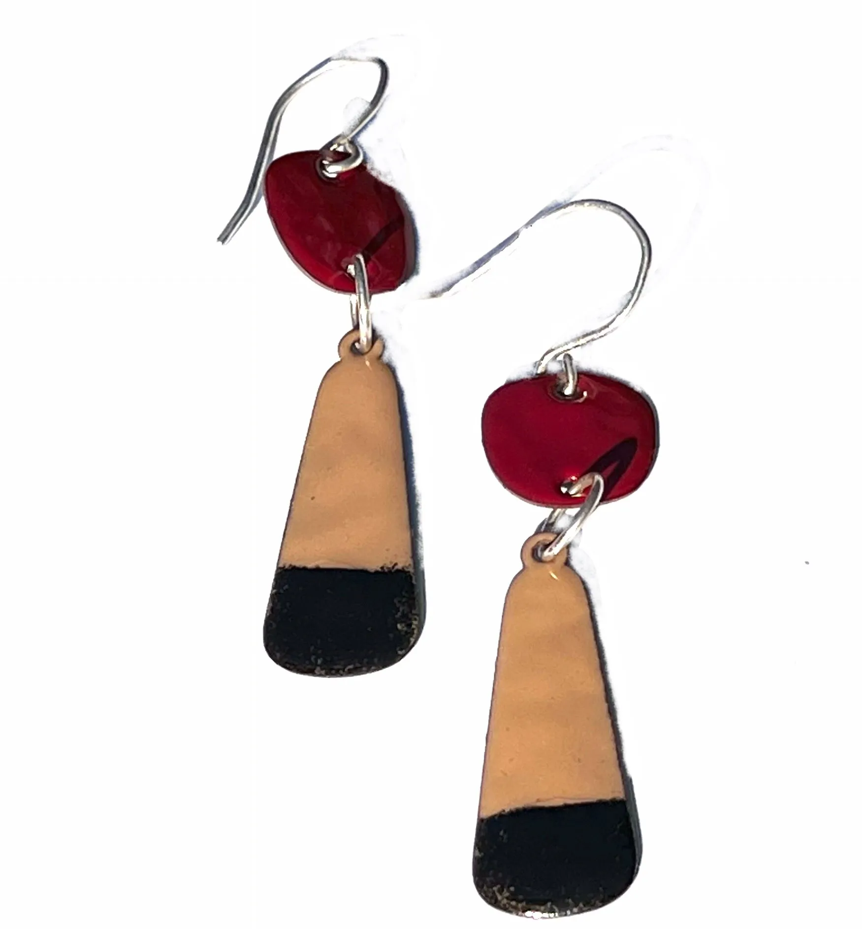 Red, Black and Tan Dangle Earrings