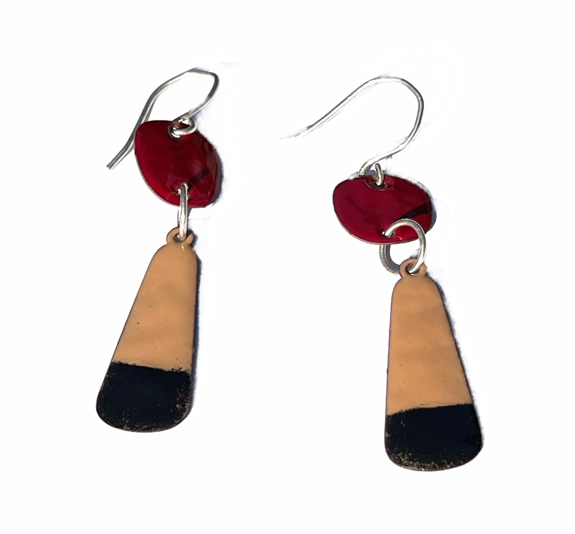Red, Black and Tan Dangle Earrings