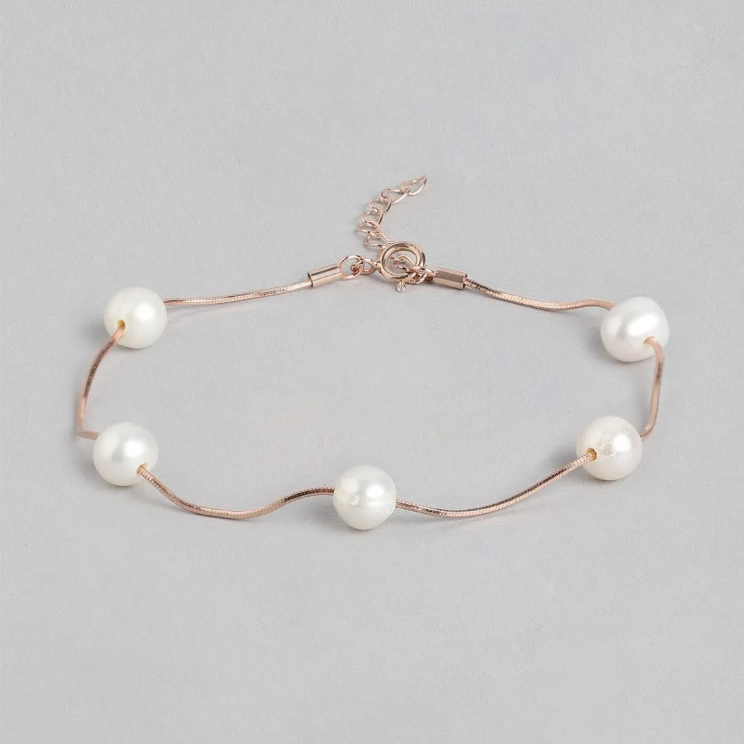 Rosy Elegance Rose Gold-Plated 925 Sterling Silver Jewelry Set with Freshwater Pearls