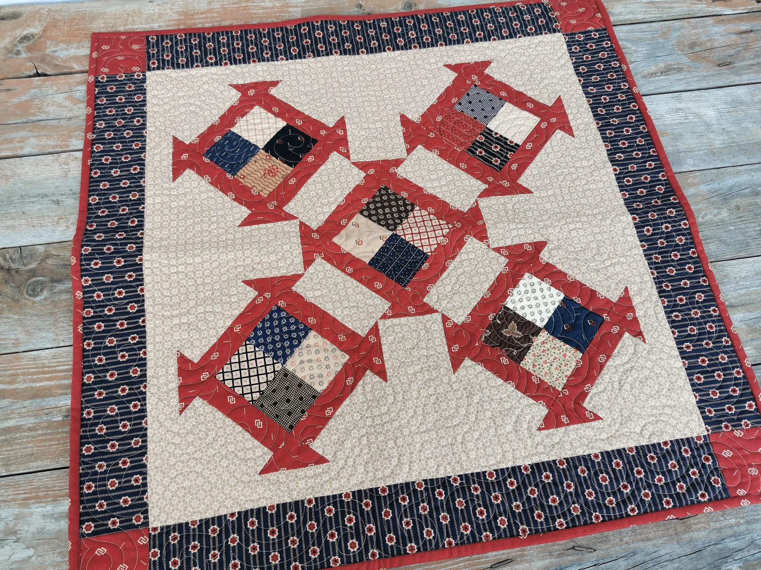 Rustic Wall Quilt or Table Topper in Civil War Fabrics