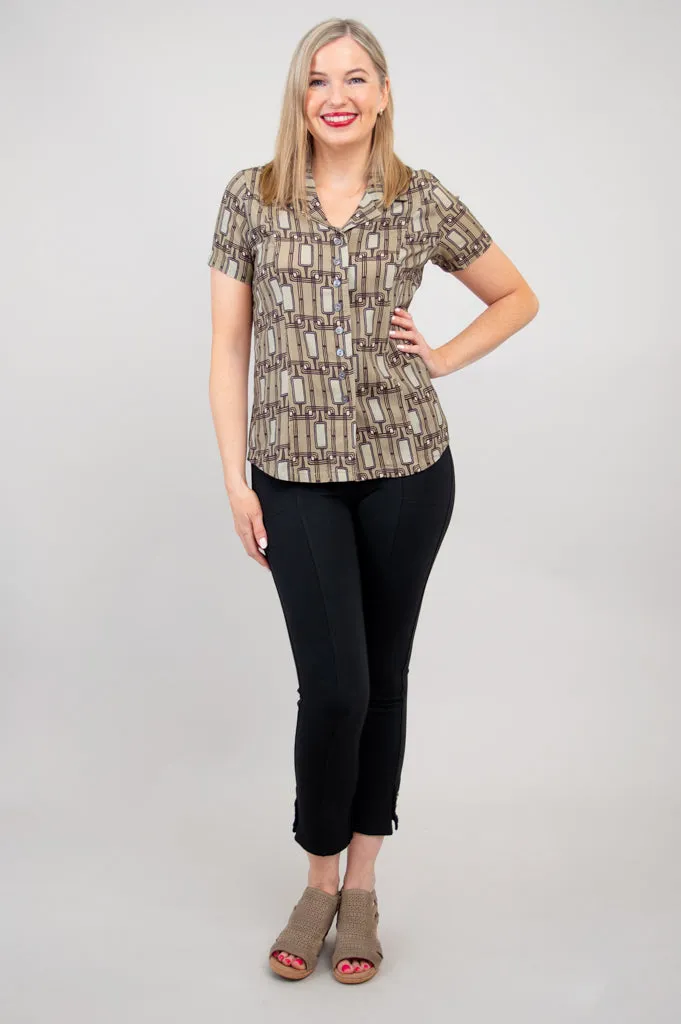 Samantha S/S Top, Voyage, Linen Bamboo - Final Sale