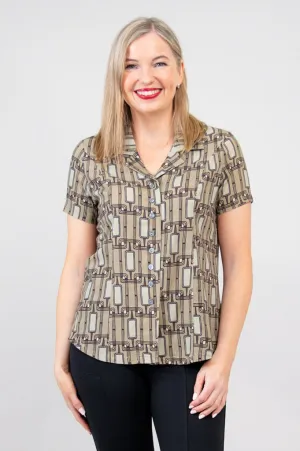Samantha S/S Top, Voyage, Linen Bamboo - Final Sale