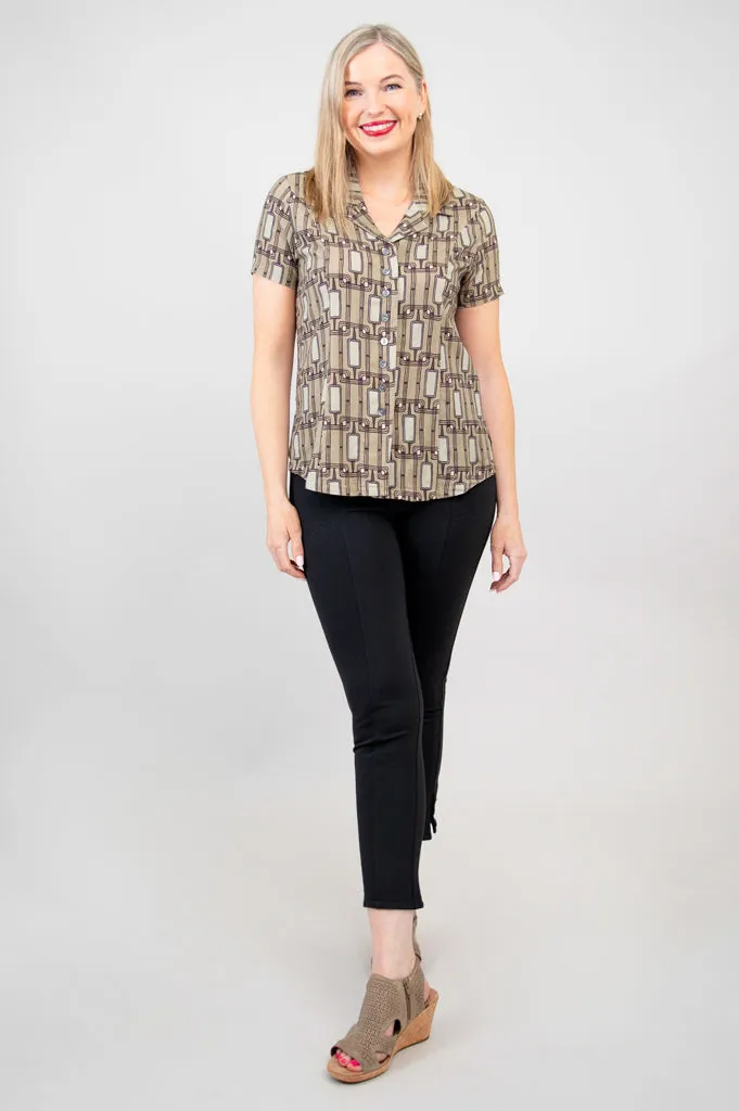 Samantha S/S Top, Voyage, Linen Bamboo - Final Sale