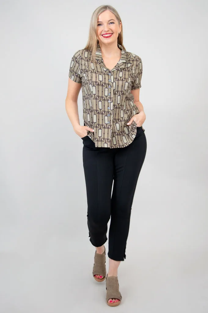 Samantha S/S Top, Voyage, Linen Bamboo - Final Sale