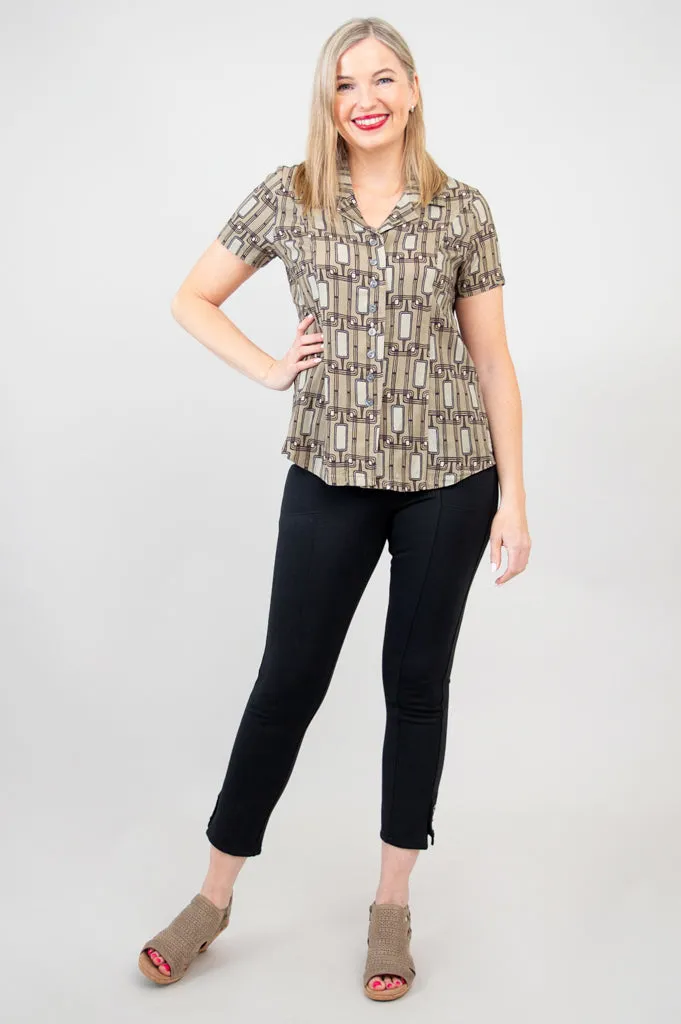 Samantha S/S Top, Voyage, Linen Bamboo - Final Sale