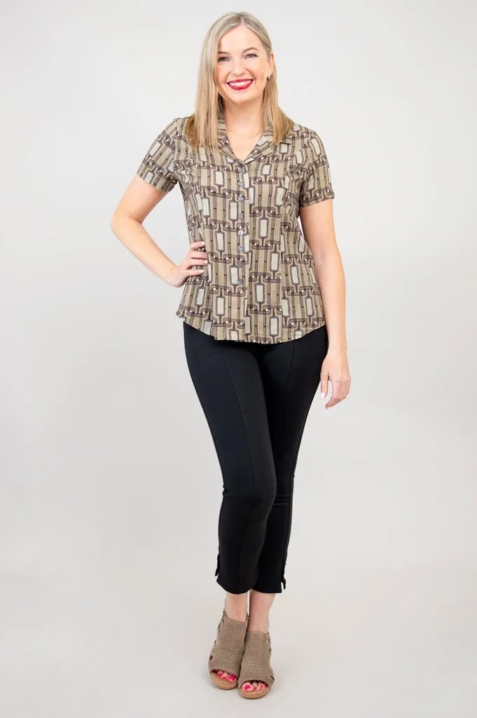 Samantha S/S Top, Voyage, Linen Bamboo - Final Sale