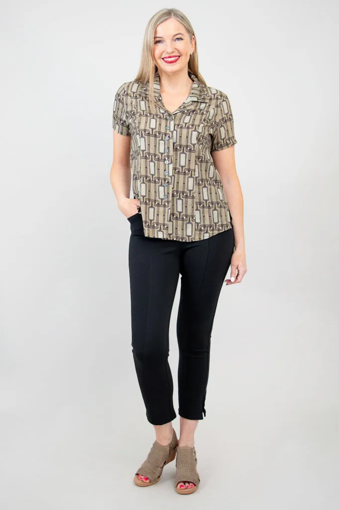 Samantha S/S Top, Voyage, Linen Bamboo - Final Sale