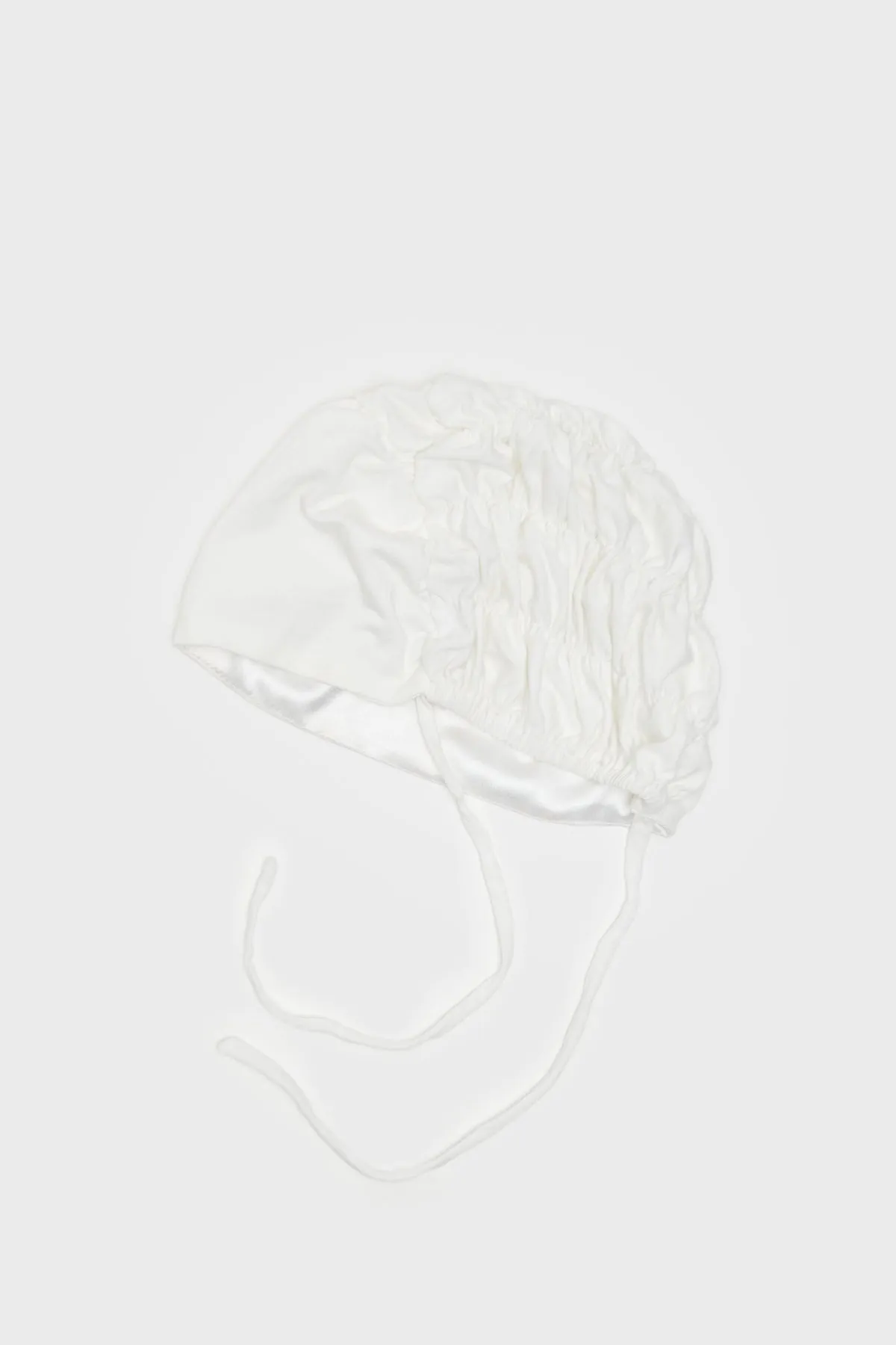 Satin-Blend Pure White Scrunchie Hijab Cap