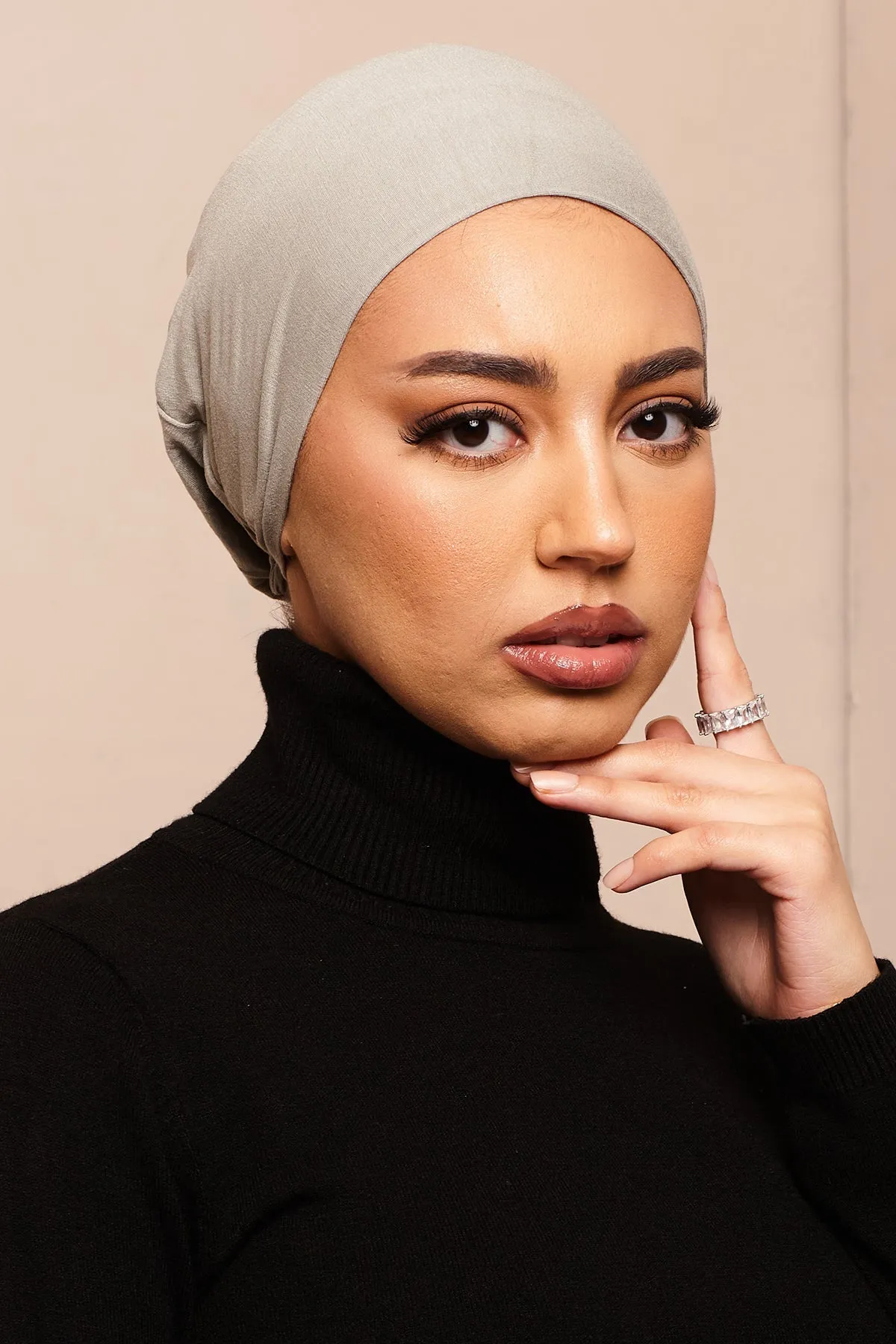 Satin-Blend Rock Oak Bamboo Jersey Hijab Cap