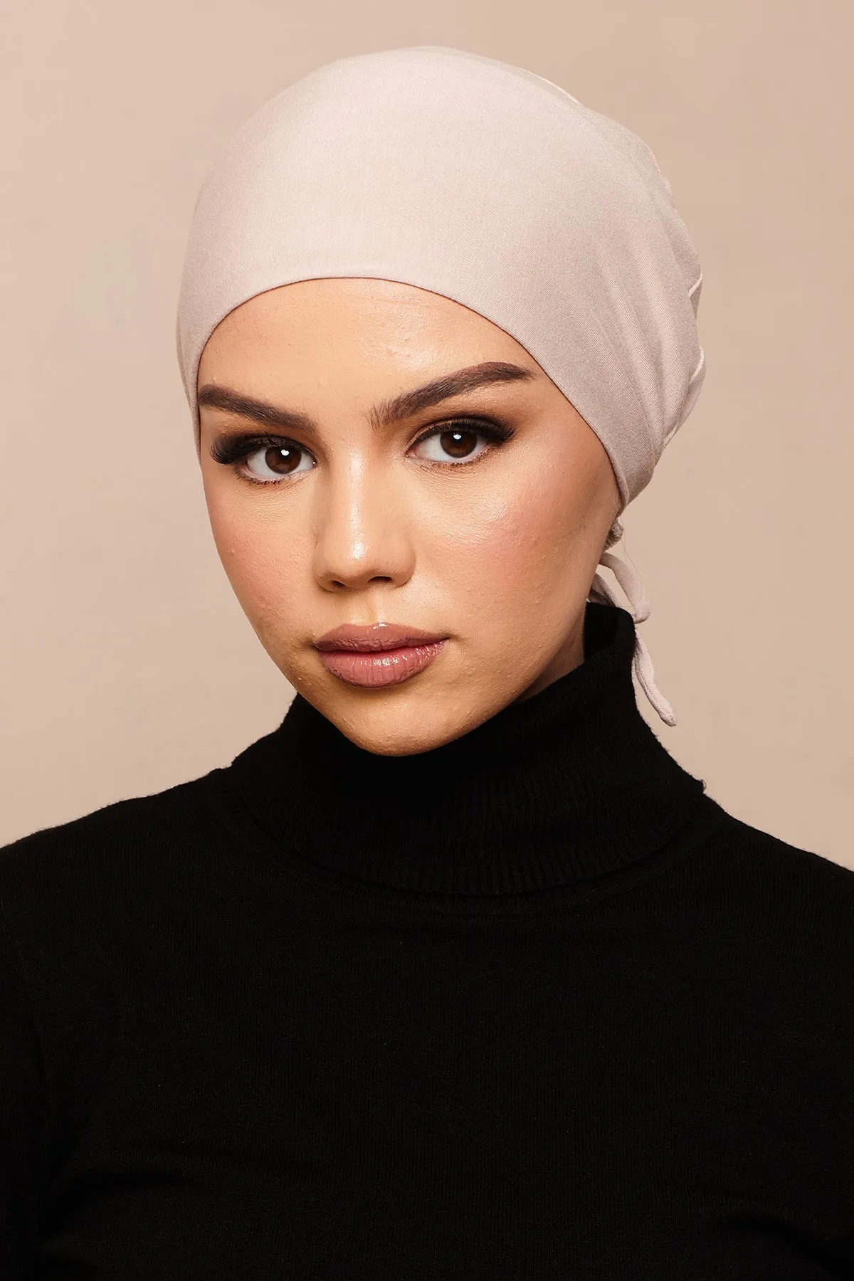 Satin-Blend Rose Bamboo Jersey Hijab Cap