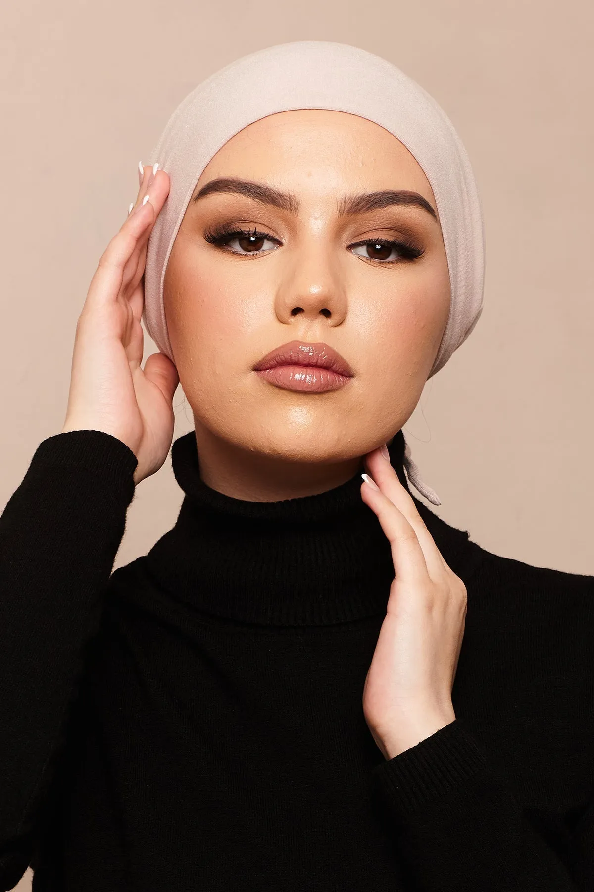 Satin-Blend Rose Bamboo Jersey Hijab Cap