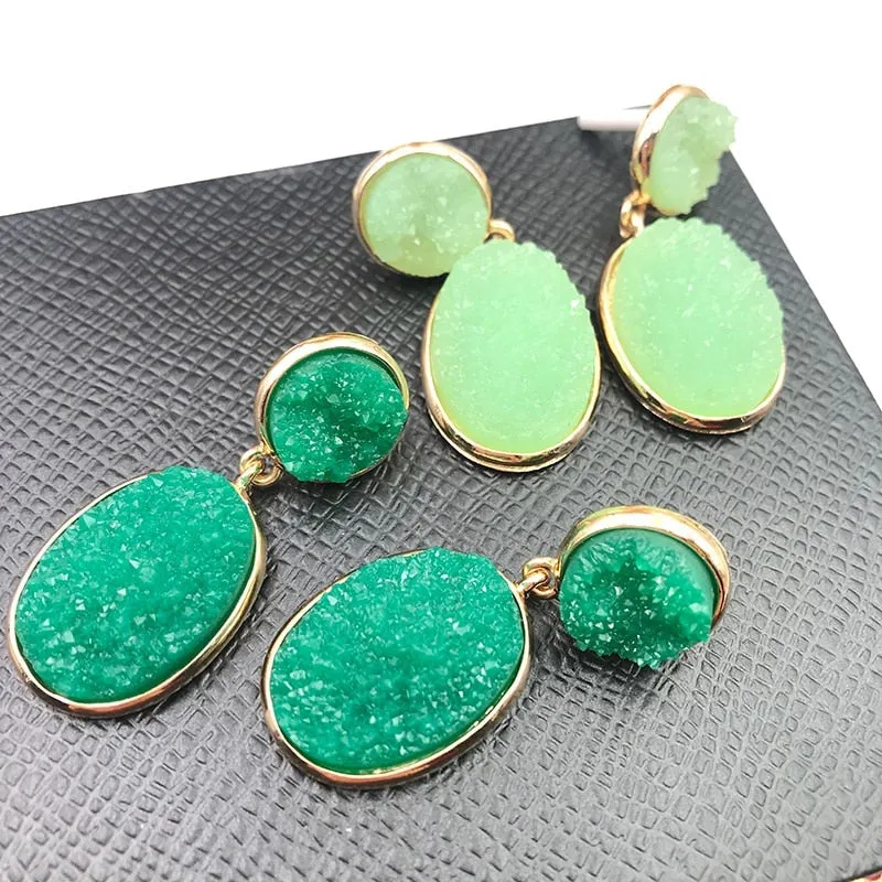 TEEK - Oval Druzy Stone Earrings