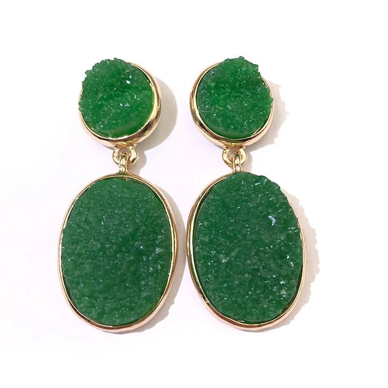 TEEK - Oval Druzy Stone Earrings