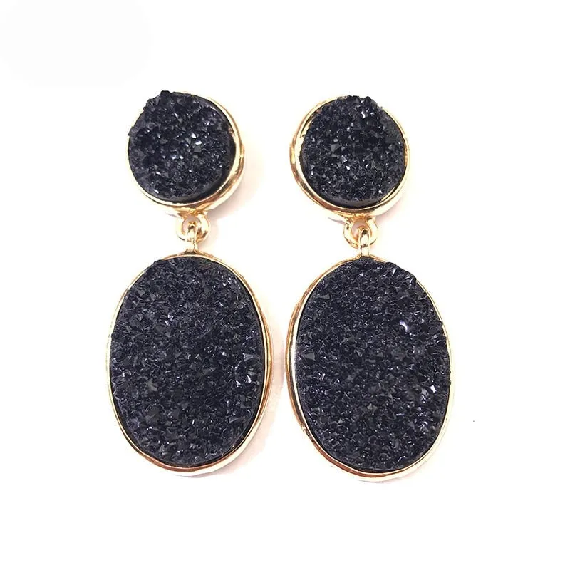 TEEK - Oval Druzy Stone Earrings