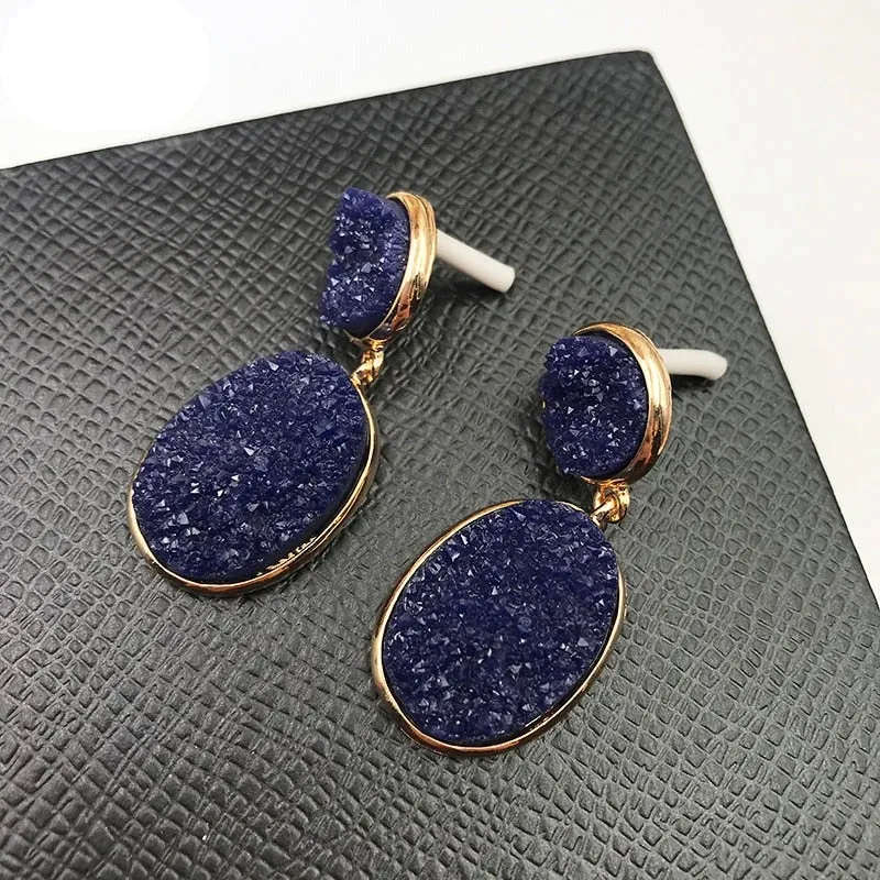 TEEK - Oval Druzy Stone Earrings