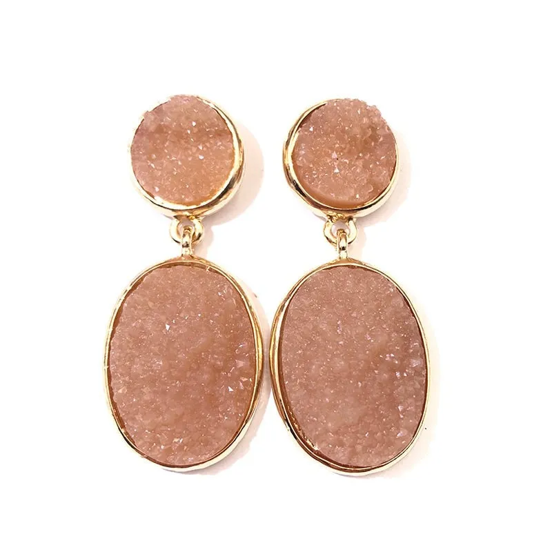 TEEK - Oval Druzy Stone Earrings