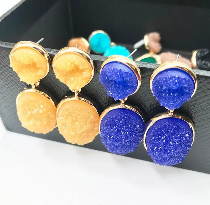 TEEK - Oval Druzy Stone Earrings