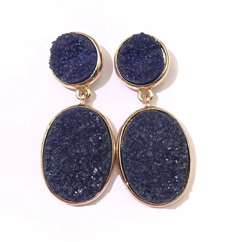 TEEK - Oval Druzy Stone Earrings