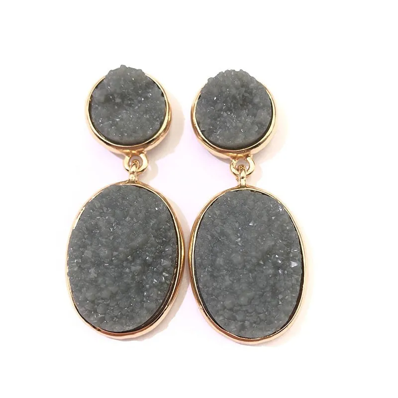 TEEK - Oval Druzy Stone Earrings